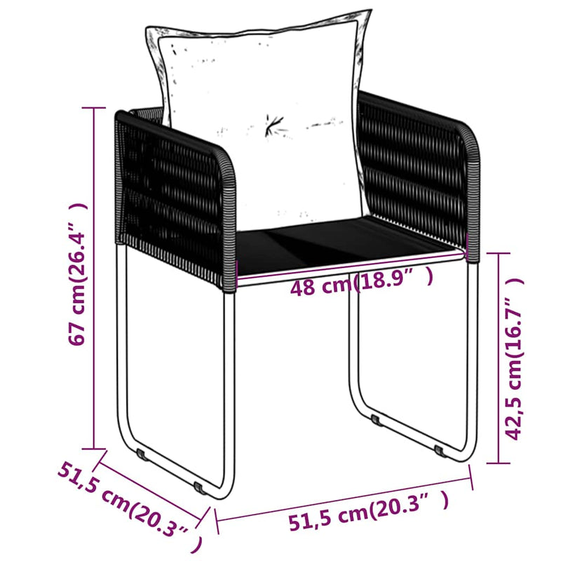 Set de servit masa pentru grădină, 5 piese, negru