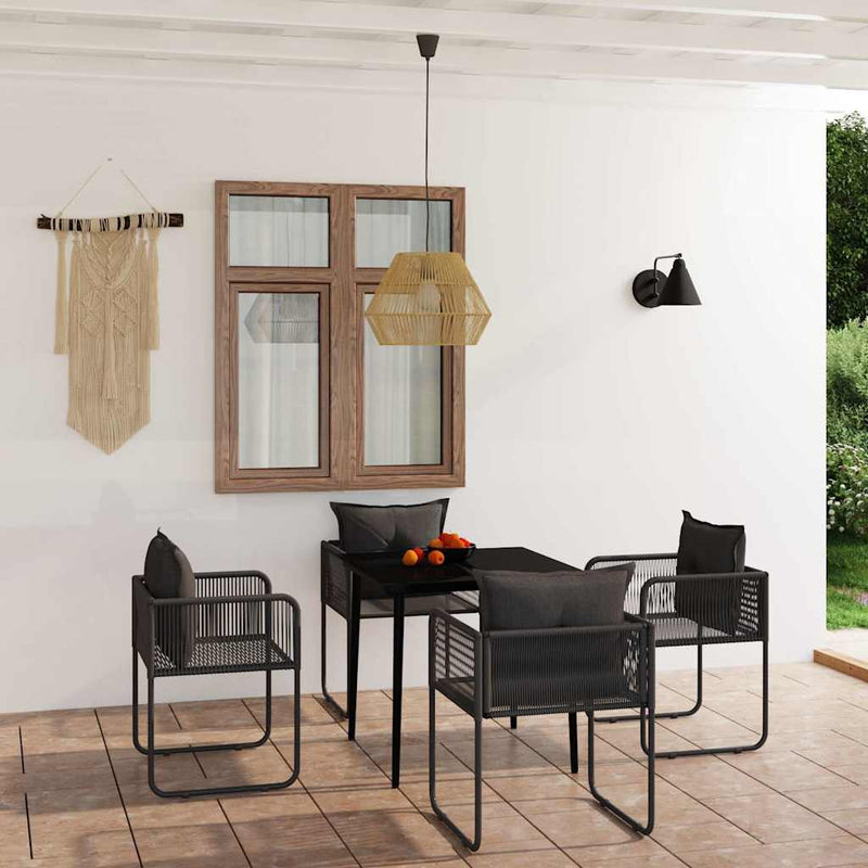 Set de servit masa pentru grădină, 5 piese, negru