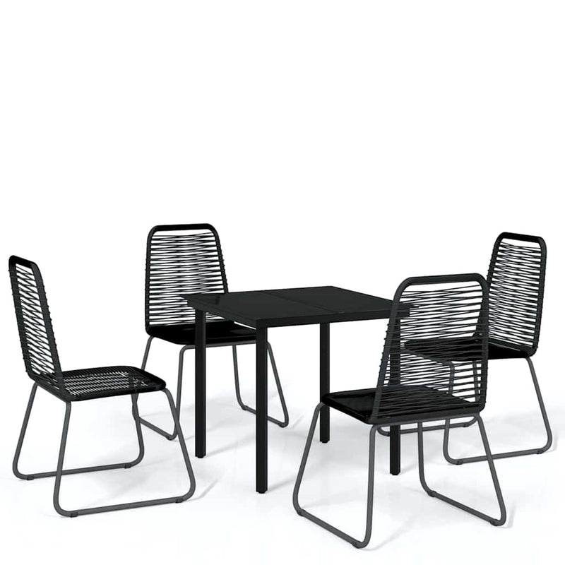 Set de mobilier pentru grădină, 5 piese, negru