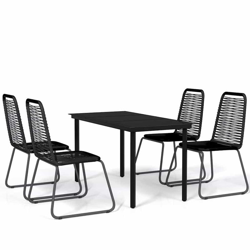 Set de servit masa pentru grădină, 5 piese, negru