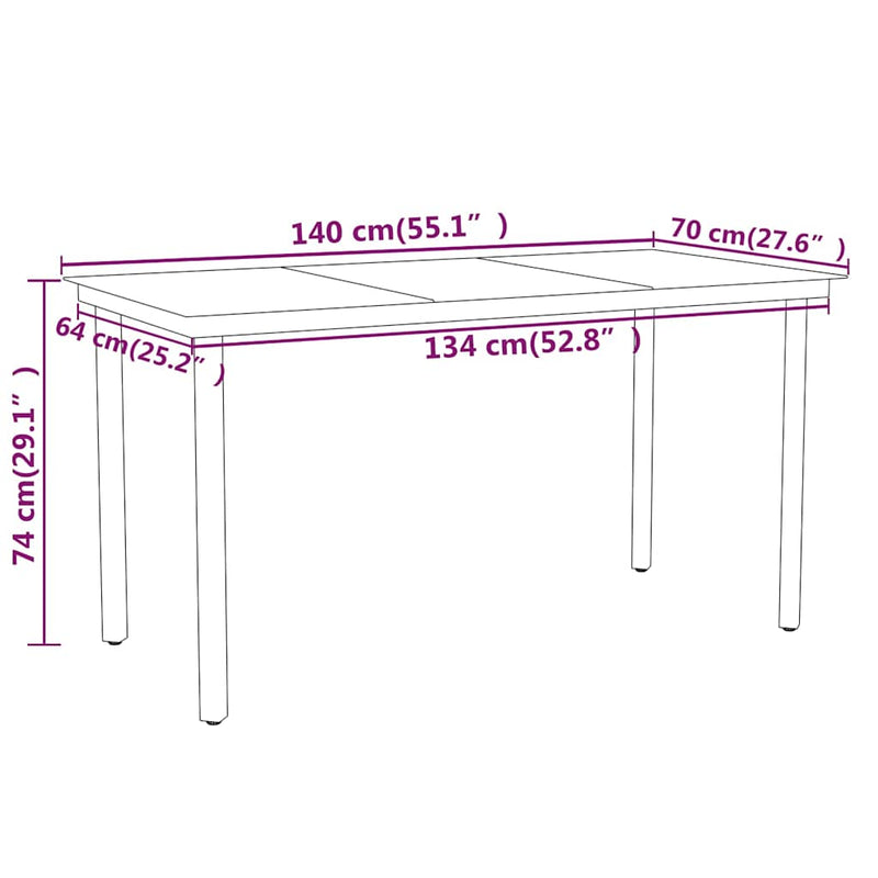 Set de servit masa pentru grădină, 5 piese, negru