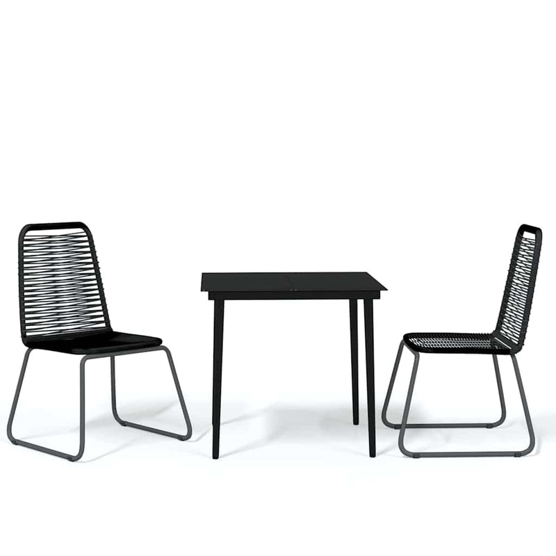 Set de mobilier pentru grădină, 3 piese, negru