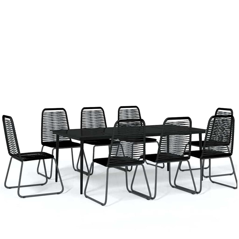 Set de mobilier pentru grădină, 9 piese, negru