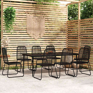 Set de mobilier pentru grădină, 9 piese, negru