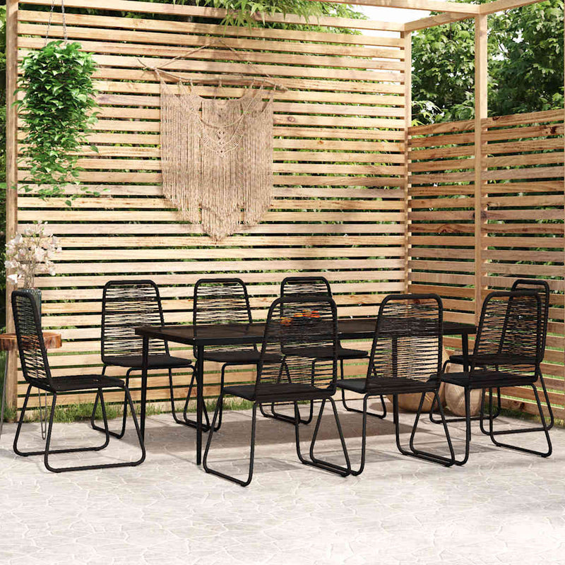 Set de mobilier pentru grădină, 9 piese, negru