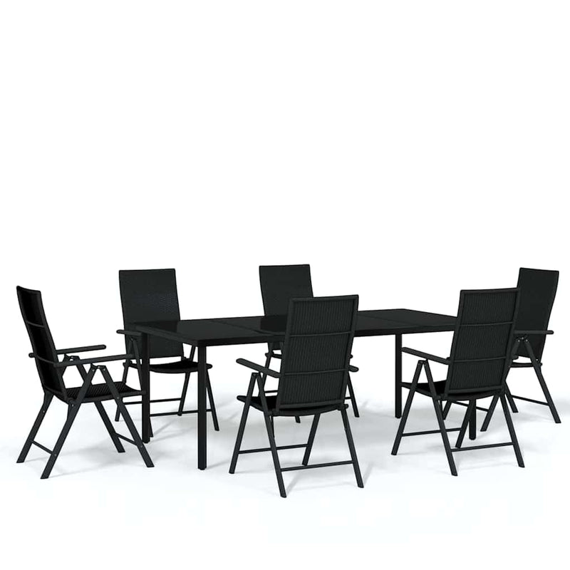 Set de mobilier pentru grădină, 7 piese, negru