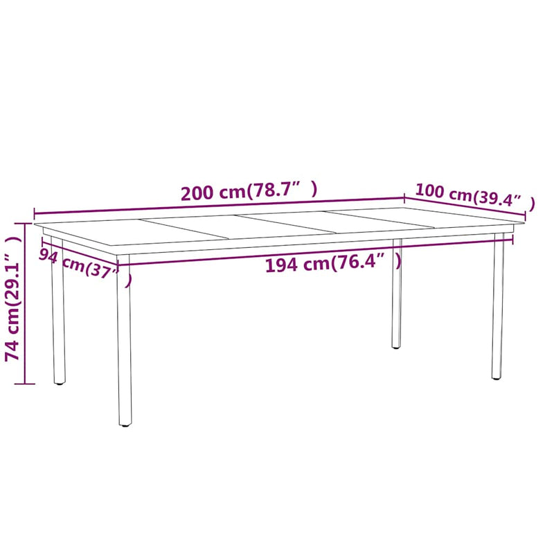 Set de mobilier pentru grădină, 7 piese, negru