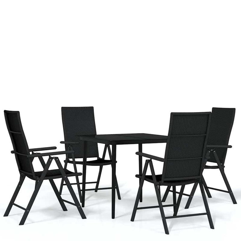 Set de servit masa pentru grădină, 5 piese, negru