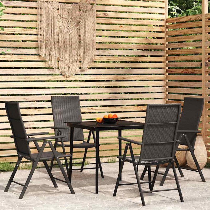 Set de servit masa pentru grădină, 5 piese, negru