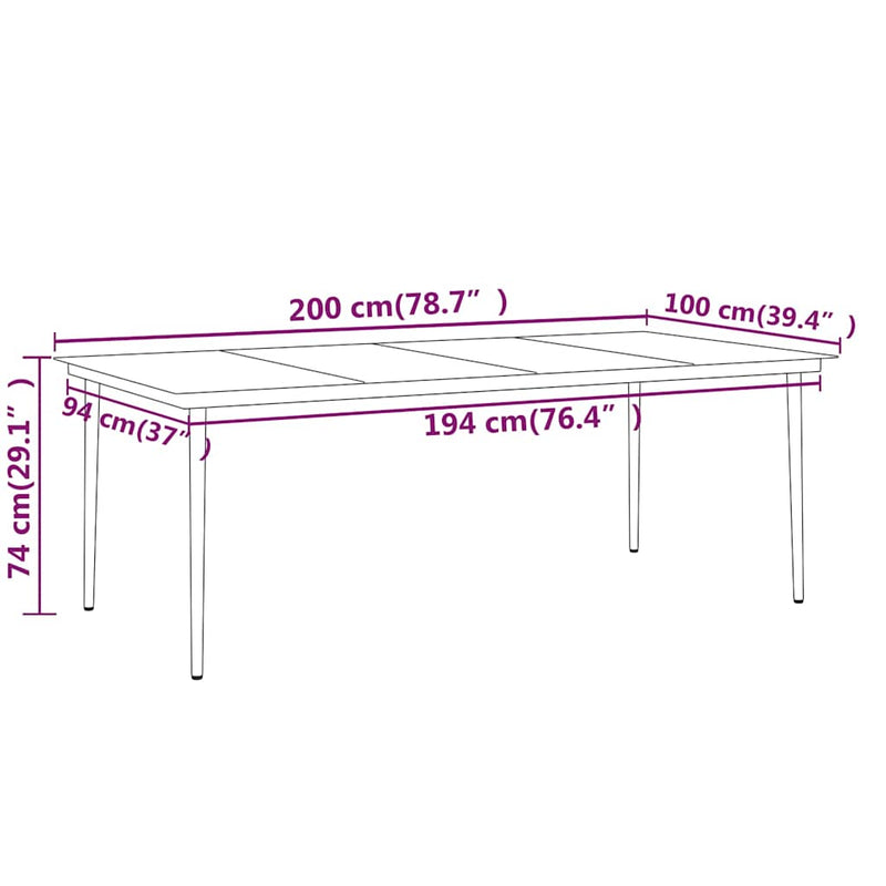 Set mobilier de grădină, 9 piese, negru