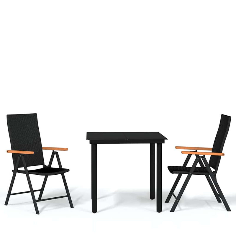 Set mobilier de grădină, 3 piese, negru