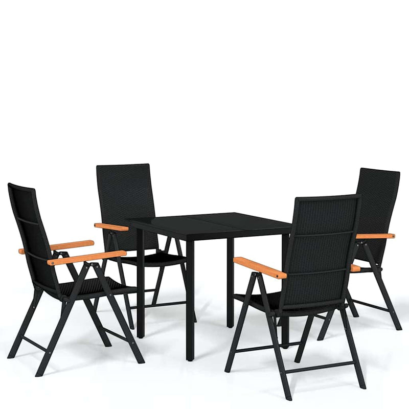 Set de servit masa pentru grădină, 5 piese, negru