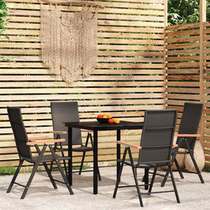 Set de servit masa pentru grădină, 5 piese, negru