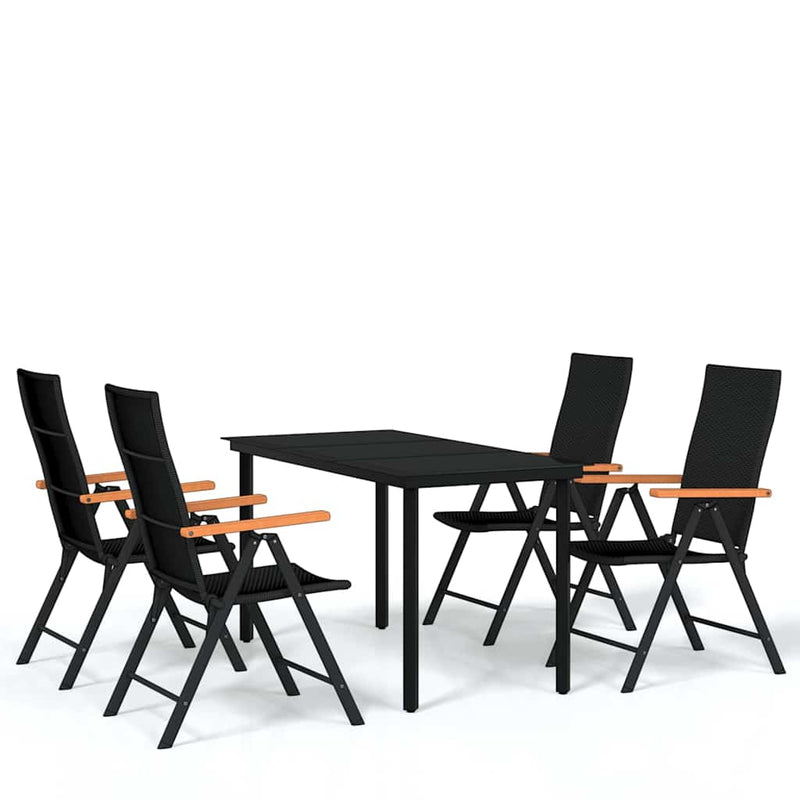 Set de servit masa pentru grădină, 5 piese, negru