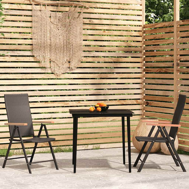 Set mobilier de grădină, 3 piese, negru