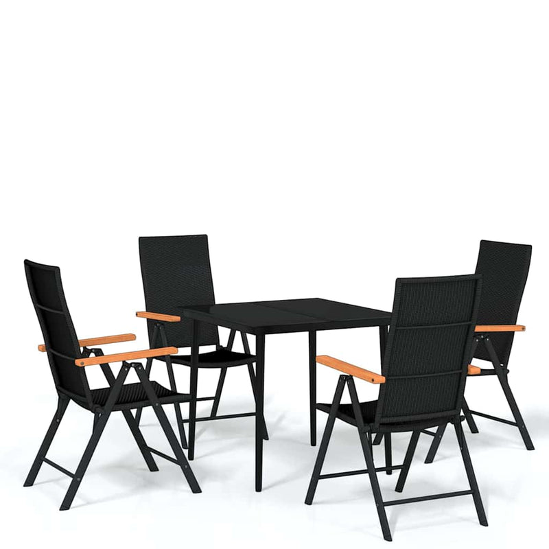 Set de servit masa pentru grădină, 5 piese, negru
