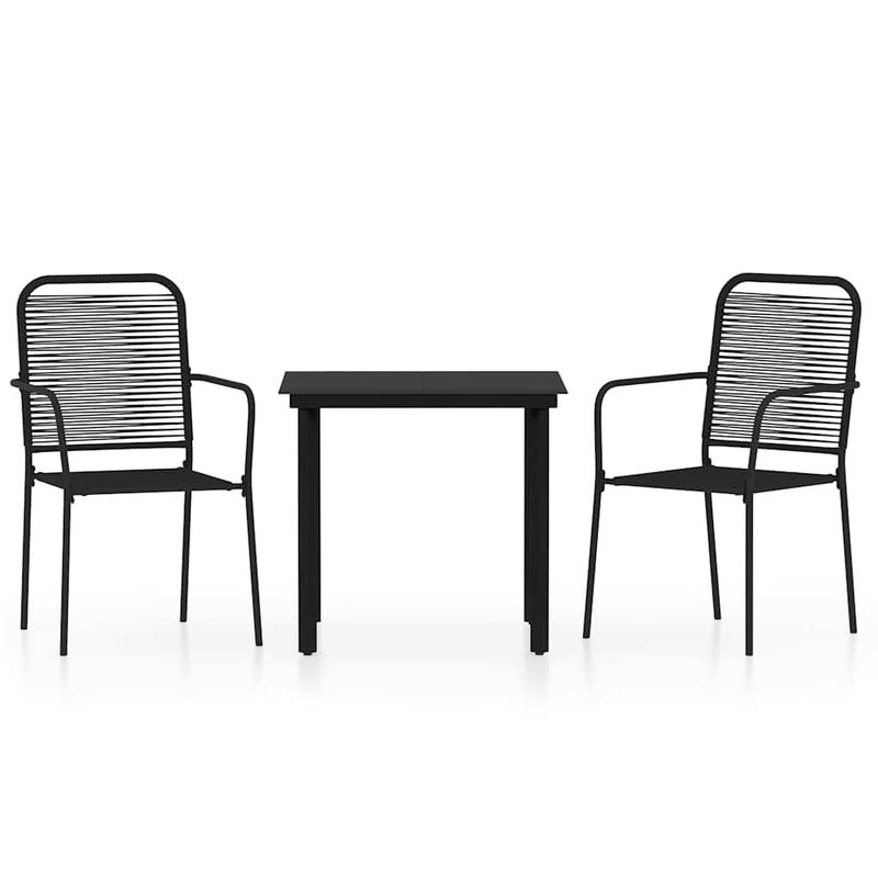 Set de mobilier pentru grădină, 3 piese, negru