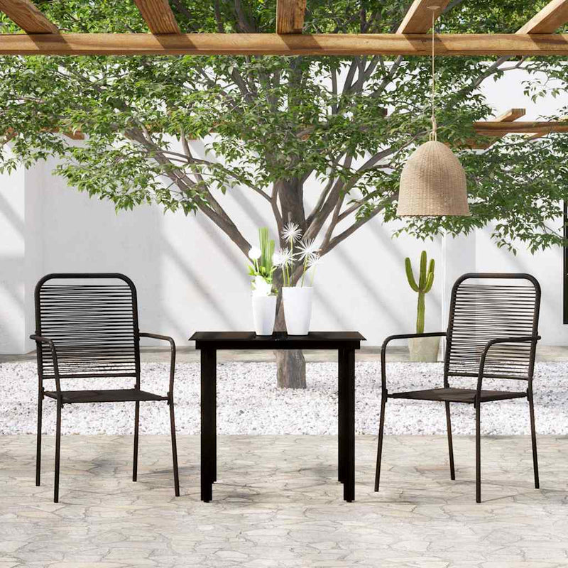 Set de mobilier pentru grădină, 3 piese, negru