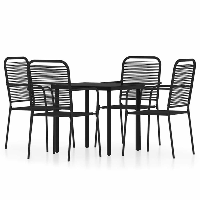 Set de servit masa pentru grădină, 5 piese, negru