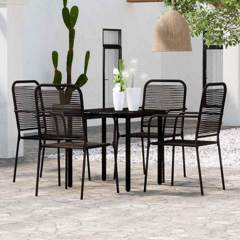 Set de servit masa pentru grădină, 5 piese, negru