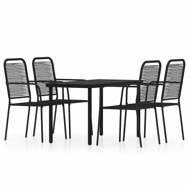 Set de servit masa pentru grădină, 5 piese, negru