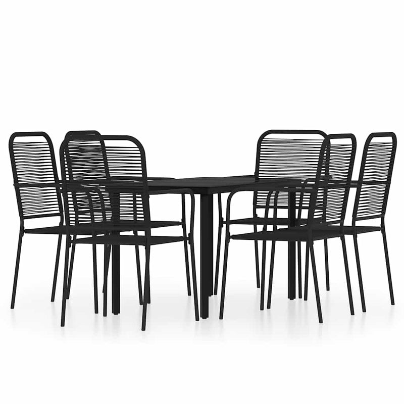 Set de mobilier pentru grădină, 7 piese, negru