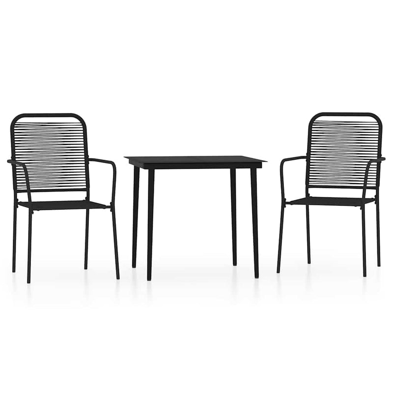 Set de mobilier pentru grădină, 3 piese, negru