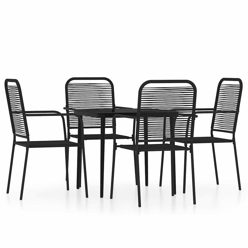 Set de servit masa pentru grădină, 5 piese, negru