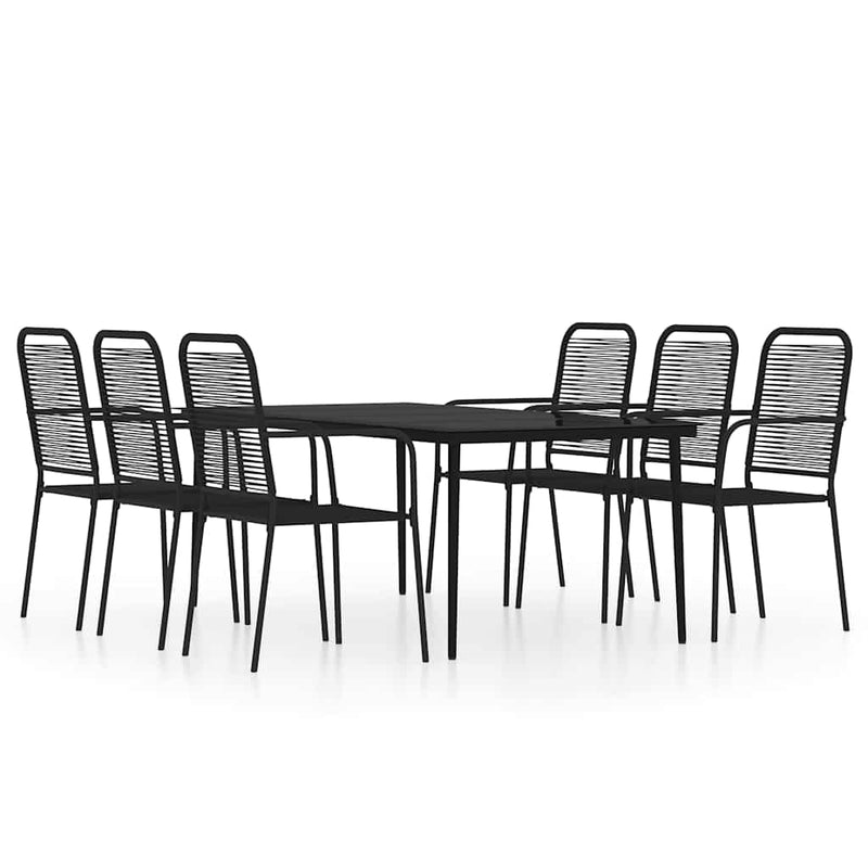 Set de mobilier pentru grădină, 7 piese, negru