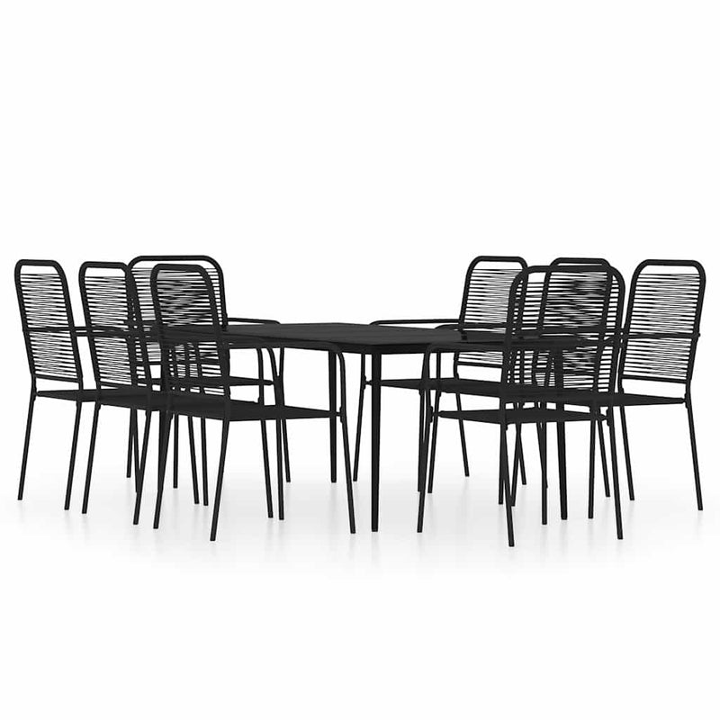 Set mobilier de grădină, 9 piese, negru