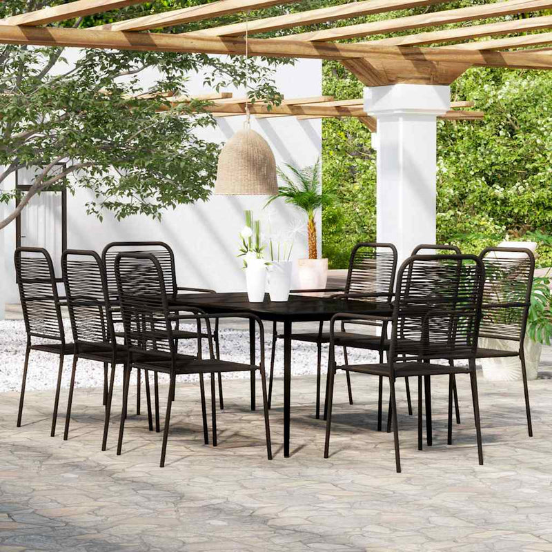 Set mobilier de grădină, 9 piese, negru