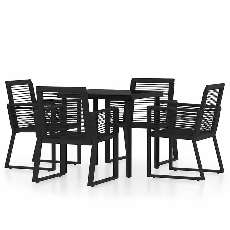 Set de mobilier pentru grădină, 5 piese, negru