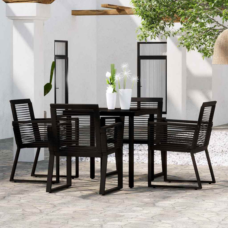 Set de mobilier pentru grădină, 5 piese, negru