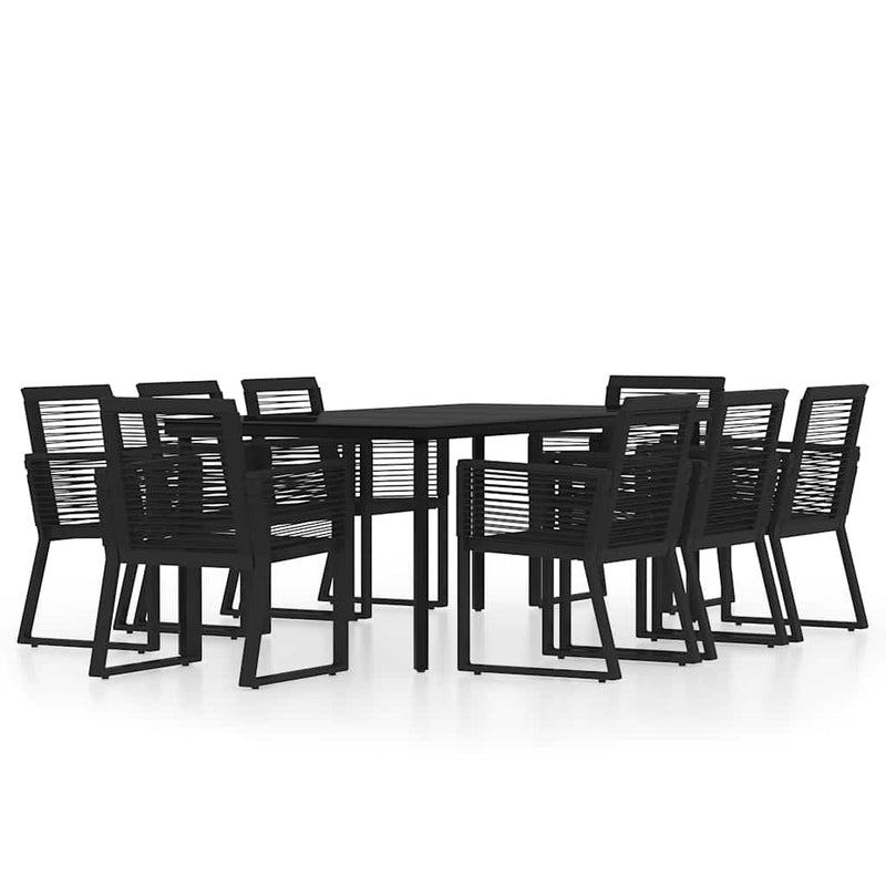 Set de mobilier pentru grădină, 9 piese, negru