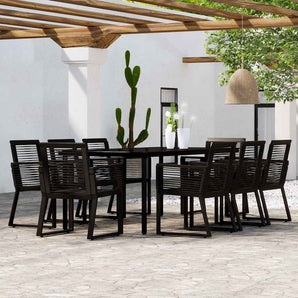 Set de mobilier pentru grădină, 9 piese, negru