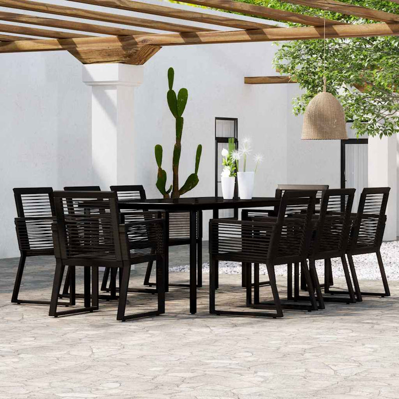 Set de mobilier pentru grădină, 9 piese, negru