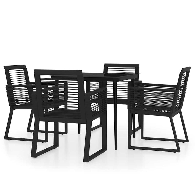 Set de mobilier pentru grădină, 5 piese, negru