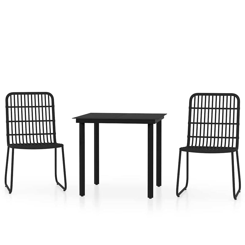 Set de mobilier pentru grădină, 3 piese, negru