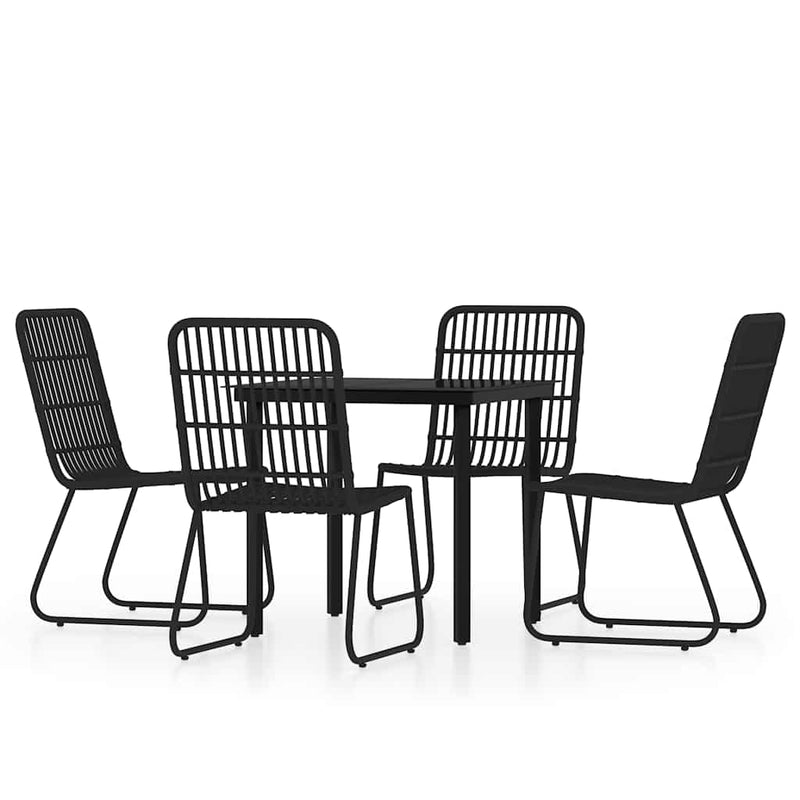 Set de servit masa pentru grădină, 5 piese, negru