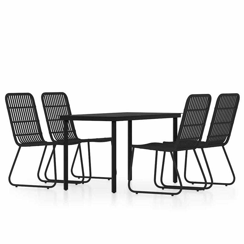 Set de servit masa pentru grădină, 5 piese, negru