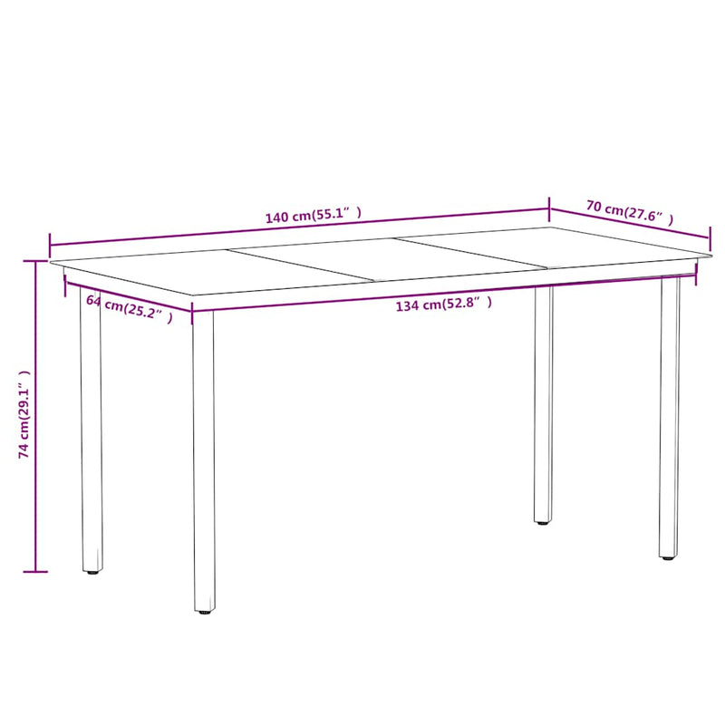 Set de servit masa pentru grădină, 5 piese, negru