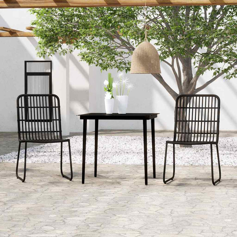Set de mobilier pentru grădină, 3 piese, negru