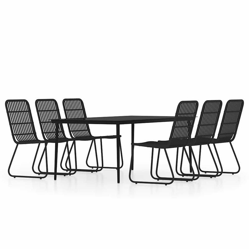 Set de mobilier pentru grădină, 7 piese, negru