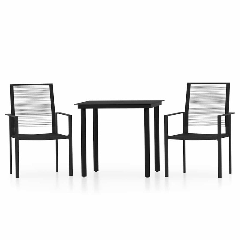 Set mobilier de grădină, 3 piese, negru