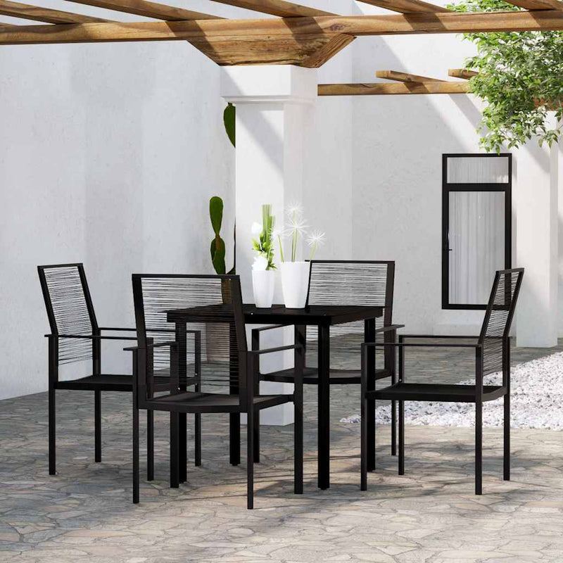 Set de mobilier pentru grădină, 5 piese, negru