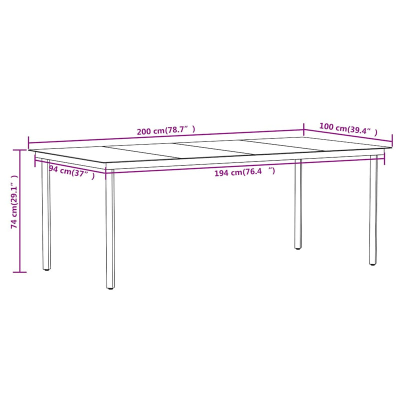 Set de mobilier pentru grădină, 7 piese, negru
