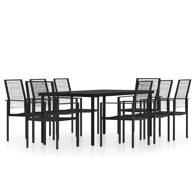 Set mobilier de grădină, 9 piese, negru