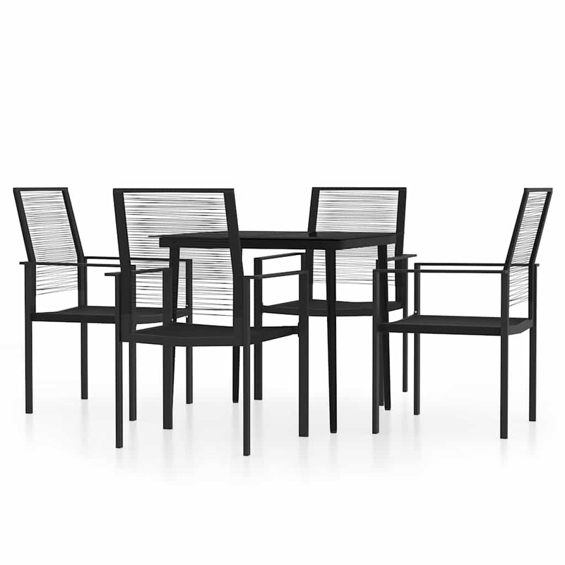 Set de servit masa pentru grădină, 5 piese, negru