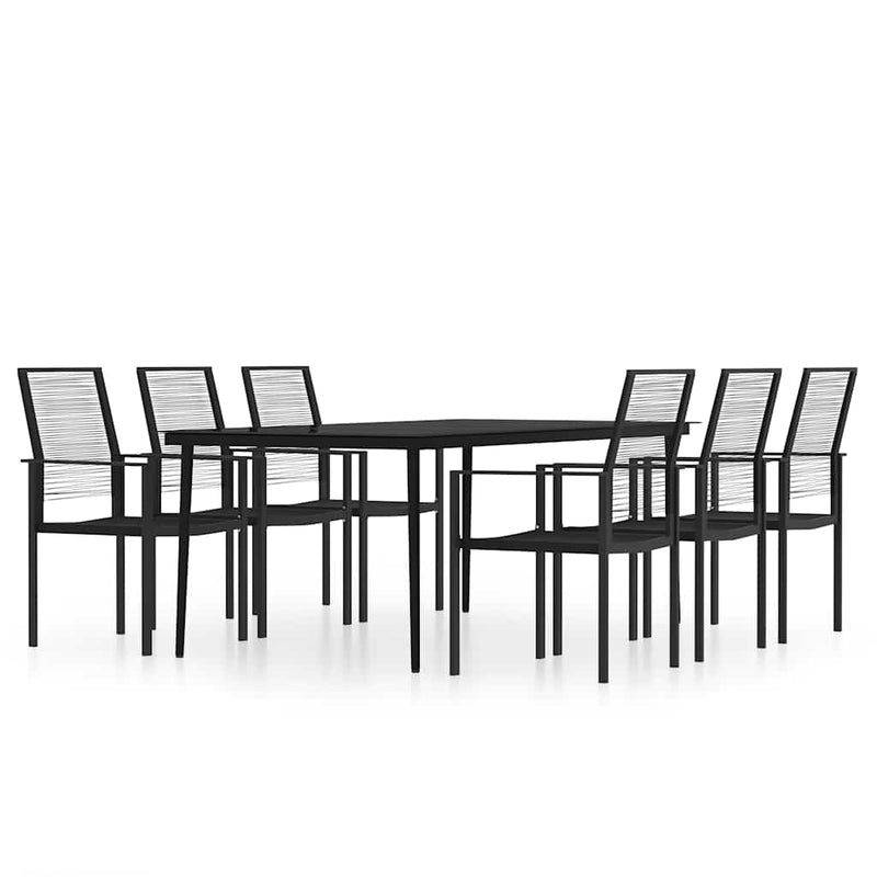 Set de mobilier pentru grădină, 7 piese, negru