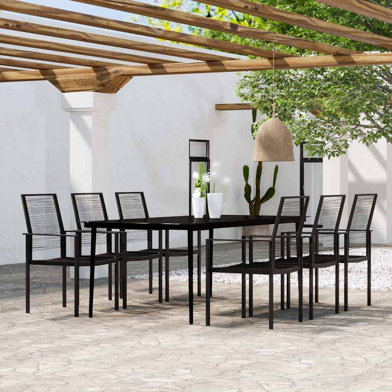 Set de mobilier pentru grădină, 7 piese, negru
